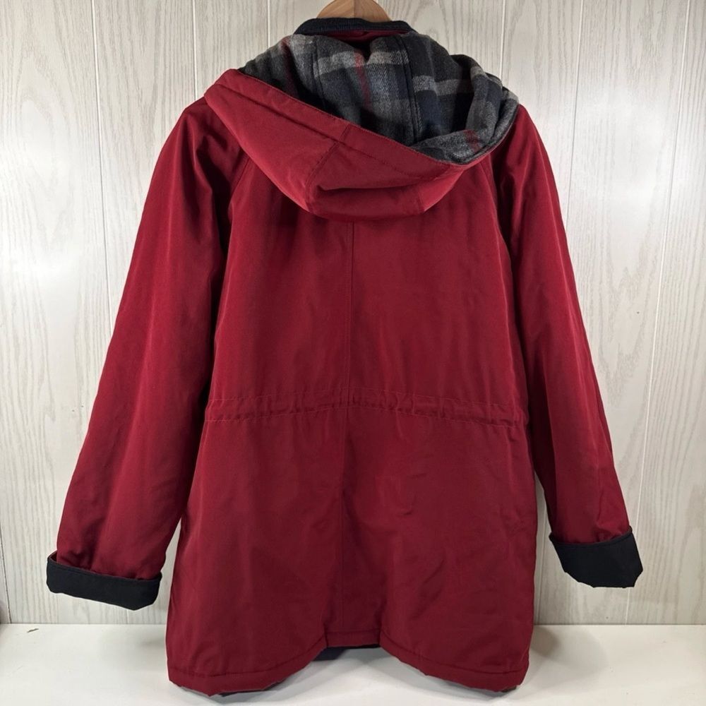 Nautica Women’s Hooded Winter Coat M Red Casual Full Zip Pockets Jacket - Picture 3 of 13